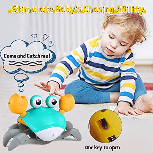Crawling Crab Baby Toys With Music and Light Interactive Walking Sensory Toys with Automatically Avoid Obstacles Function Musical Toys for Kids Toddler