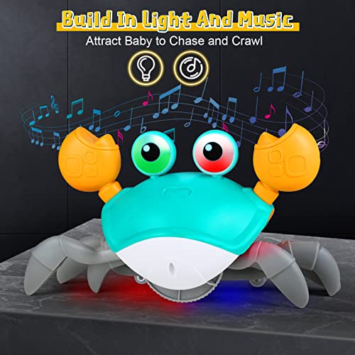 Crawling Crab Baby Toys With Music and Light Interactive Walking Sensory Toys with Automatically Avoid Obstacles Function Musical Toys for Kids Toddler