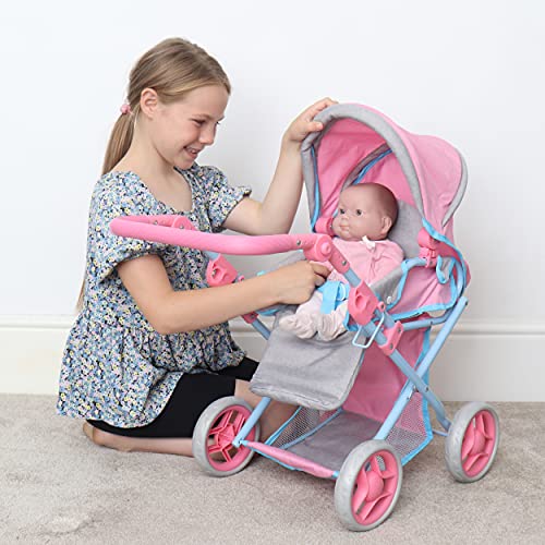 Laeto Bella And Friends Kids 3 In 1 Folding Travel Active Pushchair Pram Stroller Toy Set For Dolls