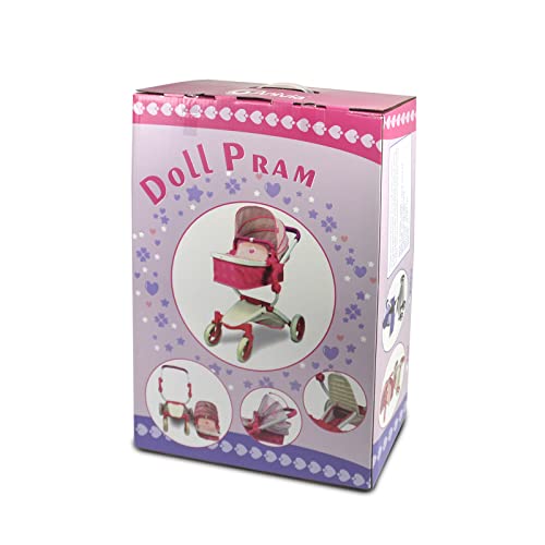 Anivia Dolls Pram, Doll Pushchair, Stroller Dolls Pushchair & Pram Toys Gift For Kids, Suitable Dolls Up to 20 inch -Pink