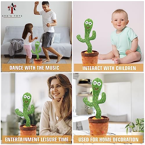 Ava's Toys Dancing Cactus Toy – Talking Cactus Toy for Boys and Girls – Singing Cactus Toy Repeat What You Say – Singing, Dancing, Voice Recording Plush Learning Toys