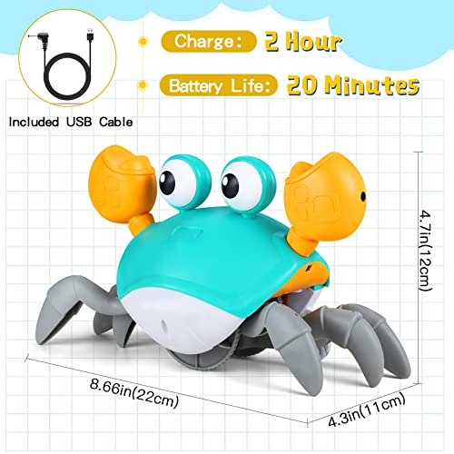 Crawling Crab Baby Toys With Music and Light Interactive Walking Sensory Toys with Automatically Avoid Obstacles Function Musical Toys for Kids Toddler