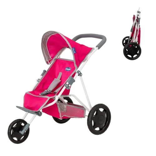 Chicco Junior Active 3 Wheeled Pushchair | Toy Dolls Buggy In Pink And Grey | Baby Doll Pushchair | Childrens Baby Doll Collapsible Stroller Toy | Role Play Toy Dolls Folding Buggy Pushchair | Ages 3+