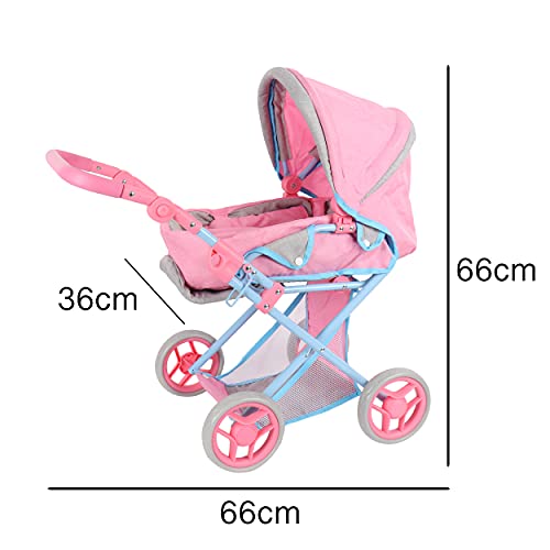 Laeto Bella And Friends Kids 3 In 1 Folding Travel Active Pushchair Pram Stroller Toy Set For Dolls