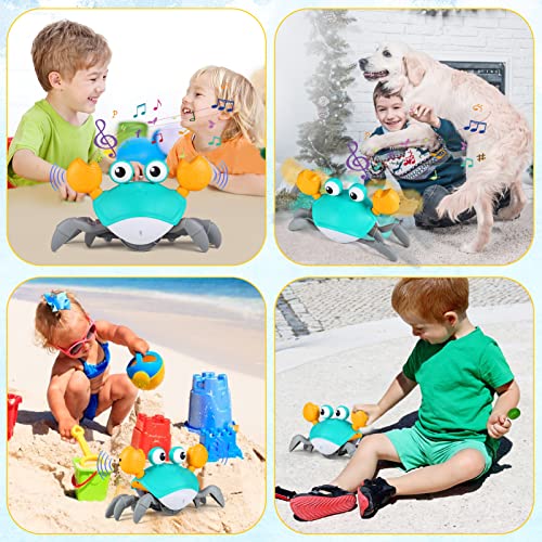 Crawling Crab Baby Toys With Music and Light Interactive Walking Sensory Toys with Automatically Avoid Obstacles Function Musical Toys for Kids Toddler