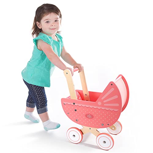 SOKA Doll World Pram Push Along Toy Baby Toddler First Step Activity Walker Push & Pull Walking Wagon Princess Pretend Play Pushchair Gift for Kids Children Girls Ages 3 year old +