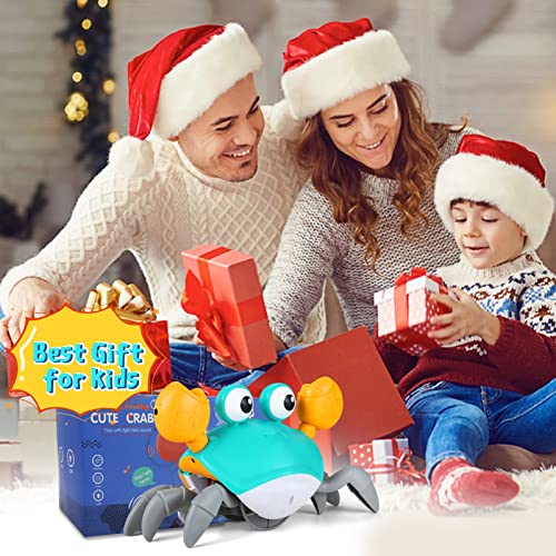 Crawling Crab Baby Toys With Music and Light Interactive Walking Sensory Toys with Automatically Avoid Obstacles Function Musical Toys for Kids Toddler