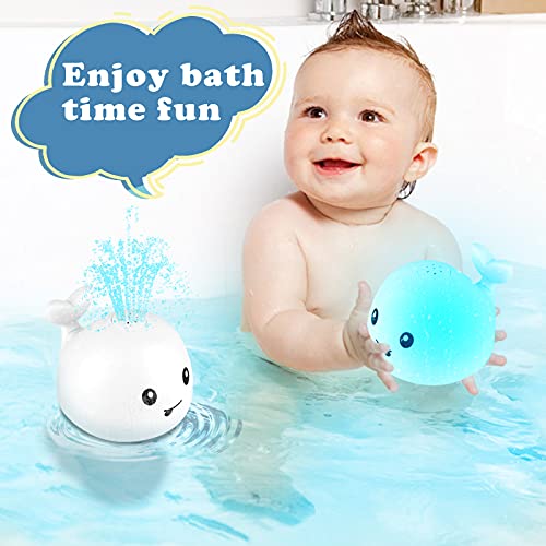 AURUZA Baby Bath Toys,Whale Spray Swimming Pool Toy,Baby Light Up Bath Tub Toys,Waterproof Design Fun Bath Toys,Smooth Body Safety,Baby Toys for 0-6 Months,1,2,3,5 Years(White)
