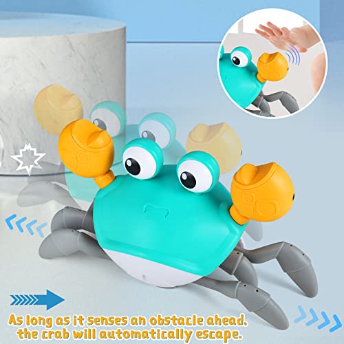 Crawling Crab Baby Toys With Music and Light Interactive Walking Sensory Toys with Automatically Avoid Obstacles Function Musical Toys for Kids Toddler
