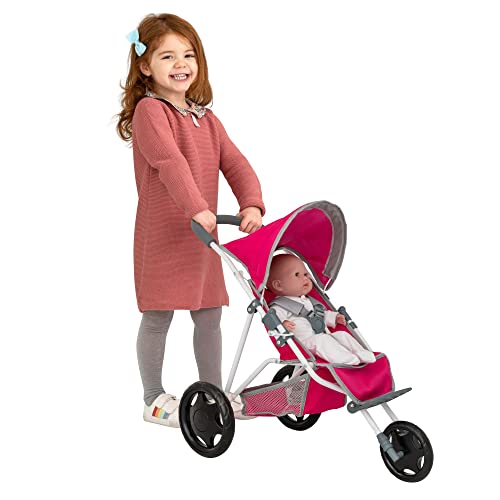 Chicco Junior Active 3 Wheeled Pushchair | Toy Dolls Buggy In Pink And Grey | Baby Doll Pushchair | Childrens Baby Doll Collapsible Stroller Toy | Role Play Toy Dolls Folding Buggy Pushchair | Ages 3+