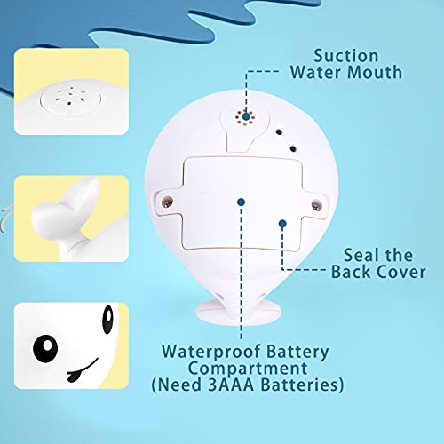 AURUZA Baby Bath Toys,Whale Spray Swimming Pool Toy,Baby Light Up Bath Tub Toys,Waterproof Design Fun Bath Toys,Smooth Body Safety,Baby Toys for 0-6 Months,1,2,3,5 Years(White)