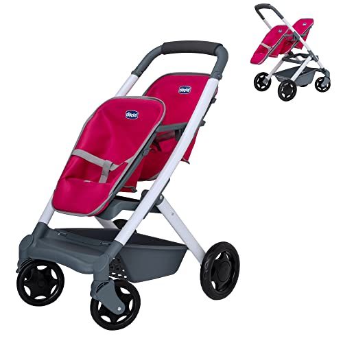 Chicco Junior Lala Twin Stroller | Toy Dolls Double Buggy In Pink | Dolly Stroller With Adjustable Handle Height | Double Kids Travel System |Role Play Twin Dolls Pram Pushchair & Pram Toys Ages 3+