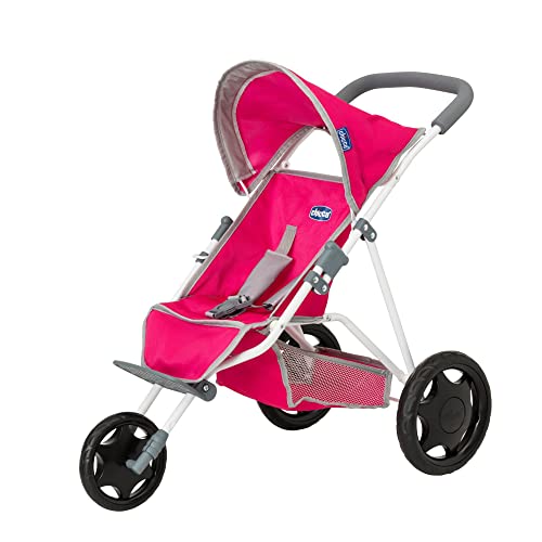 Chicco Junior Active 3 Wheeled Pushchair | Toy Dolls Buggy In Pink And Grey | Baby Doll Pushchair | Childrens Baby Doll Collapsible Stroller Toy | Role Play Toy Dolls Folding Buggy Pushchair | Ages 3+
