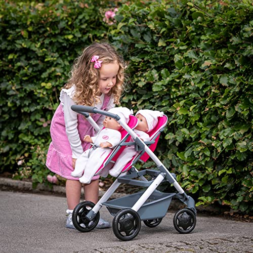 Chicco Junior Lala Twin Stroller | Toy Dolls Double Buggy In Pink | Dolly Stroller With Adjustable Handle Height | Double Kids Travel System |Role Play Twin Dolls Pram Pushchair & Pram Toys Ages 3+