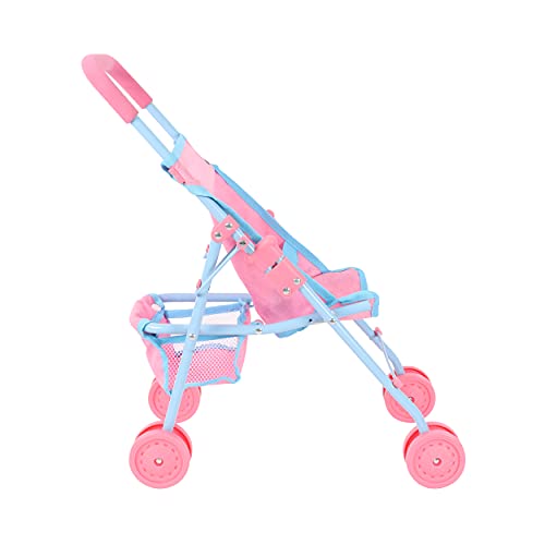 Bella And Friends Kids Flat Fold Folding Pushchair Stroller Toy For Dolls (Pink and Blue)