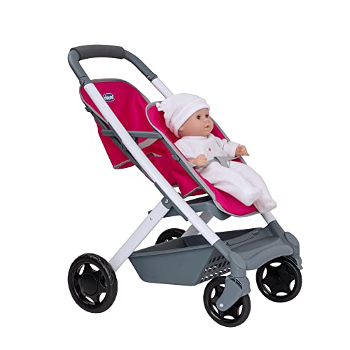 Chicco Junior Lala Twin Stroller | Toy Dolls Double Buggy In Pink | Dolly Stroller With Adjustable Handle Height | Double Kids Travel System |Role Play Twin Dolls Pram Pushchair & Pram Toys Ages 3+