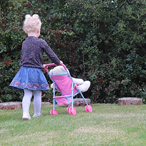 Bella And Friends Kids Flat Fold Folding Pushchair Stroller Toy For Dolls (Pink and Blue)