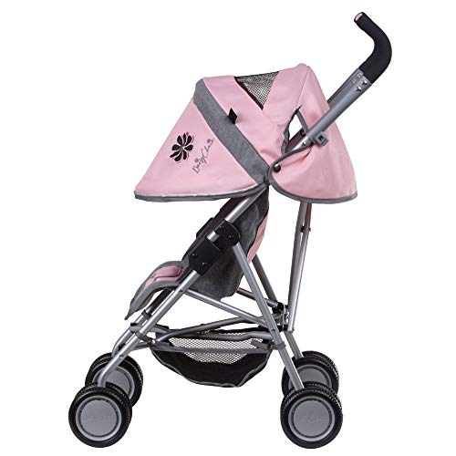 Daisy Chain Zipp Max Dolls Pushchair – Adjustable handles from 76-82cm. For children of 4, 5, 6, 7, 8 or 9 years. In Classic Pink Fabric