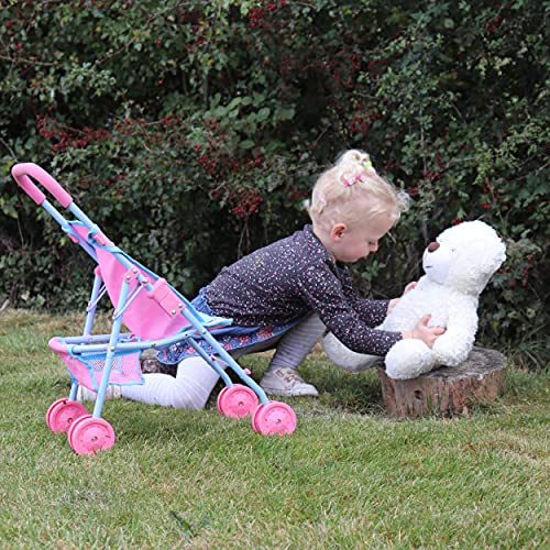 Bella And Friends Kids Flat Fold Folding Pushchair Stroller Toy For Dolls (Pink and Blue)