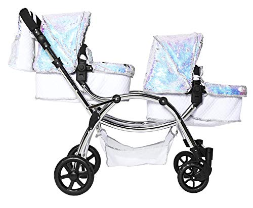 Roma Amy Childs Polly Sparkle Double Twin Dolls Pram 2 in 1 Stroller & Carry Cot - Mermaid 3-16 Years