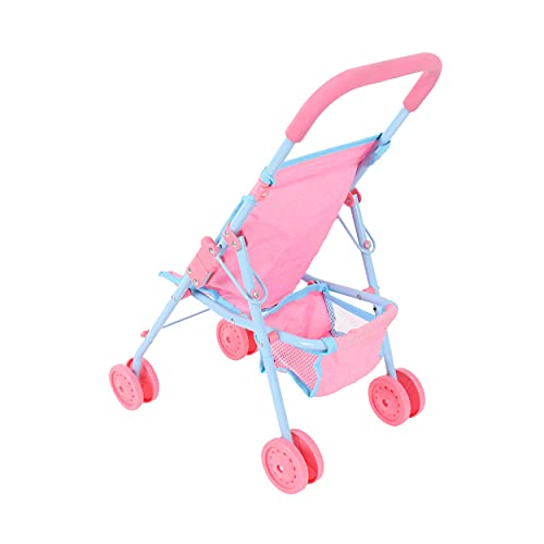 Bella And Friends Kids Flat Fold Folding Pushchair Stroller Toy For Dolls (Pink and Blue)