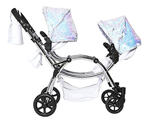Roma Amy Childs Polly Sparkle Double Twin Dolls Pram 2 in 1 Stroller & Carry Cot - Mermaid 3-16 Years