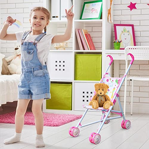 Baby Doll Stroller | Toy Dolls Buggy | Baby Doll Pushchair | Childrens Baby Doll Stroller Toy Umbrella Fold Stroller | Role Play Toy Dolls Buggy Pushchair | Doll Accessories Gift