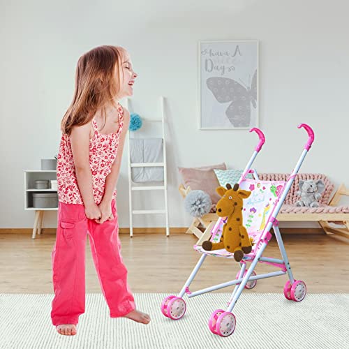 Baby Doll Stroller | Toy Dolls Buggy | Baby Doll Pushchair | Childrens Baby Doll Stroller Toy Umbrella Fold Stroller | Role Play Toy Dolls Buggy Pushchair | Doll Accessories Gift