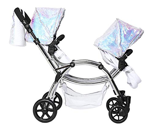 Roma Amy Childs Polly Sparkle Double Twin Dolls Pram 2 in 1 Stroller & Carry Cot - Mermaid 3-16 Years