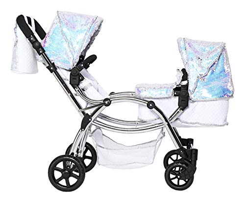 Roma Amy Childs Polly Sparkle Double Twin Dolls Pram 2 in 1 Stroller & Carry Cot - Mermaid 3-16 Years