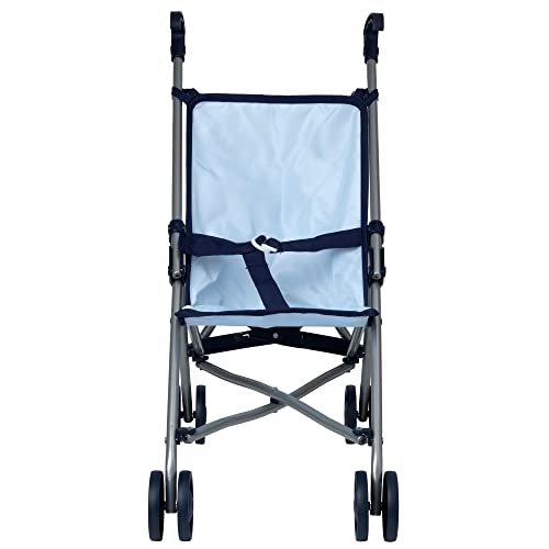 DOLLSWORLD from Peterkin | Blue Doll's Stroller | Foldable stroller with easy-grip handles, suitable for dolls up to 56cm | Dolls & Accessories | Ages 3+