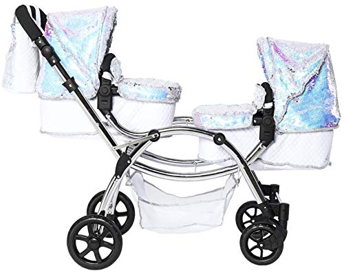 Roma Amy Childs Polly Sparkle Double Twin Dolls Pram 2 in 1 Stroller & Carry Cot - Mermaid 3-16 Years