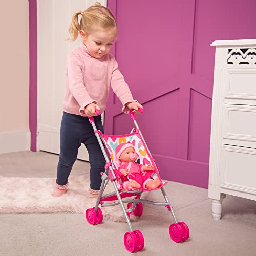 Molly Dolly My First Dolls Pram & Doll Set - Girls Toy Doll Stroller Pushchair Buggy