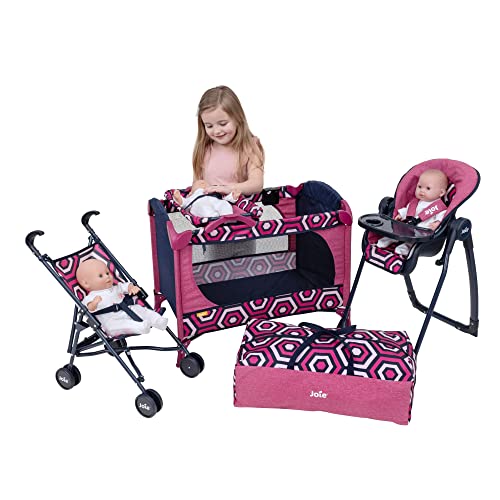 HTI Joie Junior Nursery Playset | 6 Piece Nursery Playset Doll Highchair, Swing, Car Seat, Stroller, Changing Mat & Cot Included | Prams, Pushchairs and Dolls Accessories For Kids Boys & Girls Age 3+