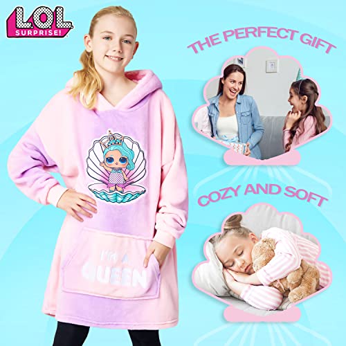 L.O.L. Surprise! Oversized Hoodie Blanket for Girls, Lol Doll Gifts for Girls Multi