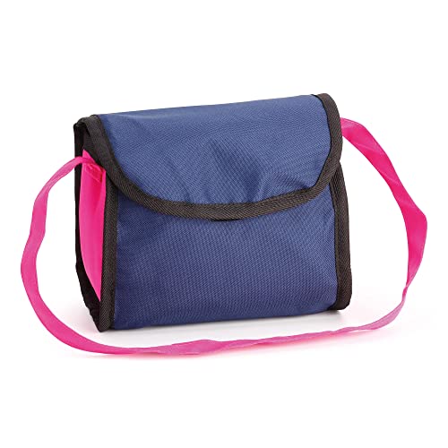 Bayer Design 13013AA Dolls Pram Trendy, Stroller, Foldable, Height-Adjustable Handle, Bag, Blue, Pink