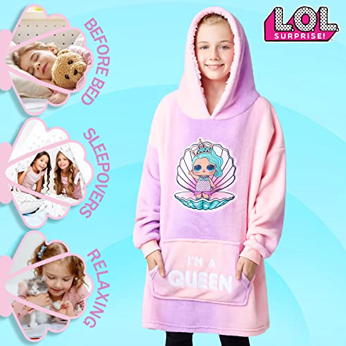 L.O.L. Surprise! Oversized Hoodie Blanket for Girls, Lol Doll Gifts for Girls Multi