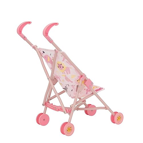BabyBoo Single Stroller | Toy Dolls Buggy | Baby Doll Pushchair | Childrens Baby Doll Stroller Toy Umbrella Fold Stroller | Role Play Toy Dolls Buggy Pushchair | Ages 2+ (Pink Jungle)