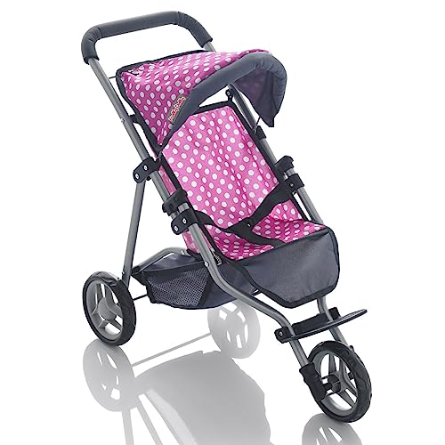 Molly Dolly My First 3 Wheeler Doll's Pushchair - Collapsible Toy Pram For Girls -Dolls Buggy - Dolls Pushchair - Toy Buggy - Doll Pushchair Toy - Doll Stroller