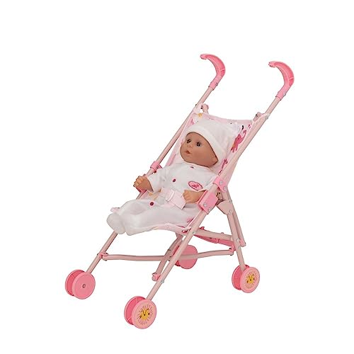 BabyBoo Single Stroller | Toy Dolls Buggy | Baby Doll Pushchair | Childrens Baby Doll Stroller Toy Umbrella Fold Stroller | Role Play Toy Dolls Buggy Pushchair | Ages 2+ (Pink Jungle)