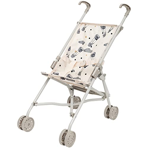 LUNDBY Cute Dolls Pushchair — Folding Toy Doll Stroller Pushchair Pram — Dolls Buggy Toys for 45cm or 18 Inch Doll — Kids Toys Age 3 + — 53cm Tall with Cream Fabric