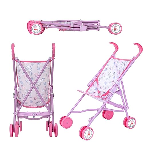 Peppa Pig Stroller | Toy Dolls Buggy In Pink & White Peppa Pig Theme | Childrens Baby Doll Stroller Toy Umbrella Fold Stroller| Role Play Toy Dolls Buggy Pushchair | Suitable For Ages 2+