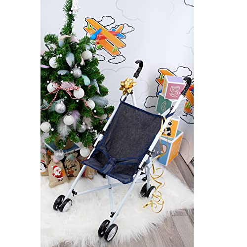 Baby Dolls Buggy Stroller Jogger Dolls Pram Pushchair Girls Boys Toy - Grey / Blue