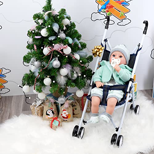 Baby Dolls Buggy Stroller Jogger Dolls Pram Pushchair Girls Boys Toy - Grey / Blue