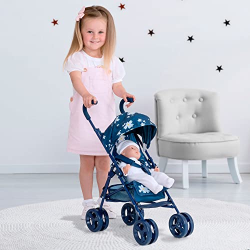 Mamas & Papas Junior Cruise Stroller Pushchair In Navy & Floral Print | Lightweight Stroller Dolls Pushchair & Pram Toys For Kids Boys & Girls Ages 3+