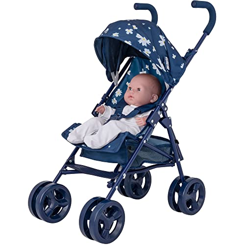Mamas & Papas Junior Cruise Stroller Pushchair In Navy & Floral Print | Lightweight Stroller Dolls Pushchair & Pram Toys For Kids Boys & Girls Ages 3+