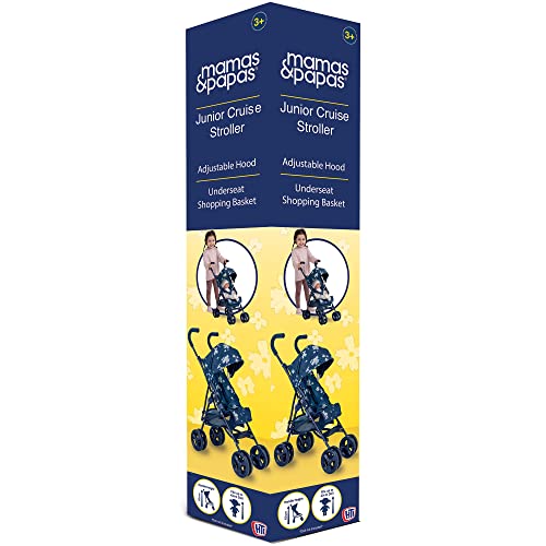 Mamas & Papas Junior Cruise Stroller Pushchair In Navy & Floral Print | Lightweight Stroller Dolls Pushchair & Pram Toys For Kids Boys & Girls Ages 3+