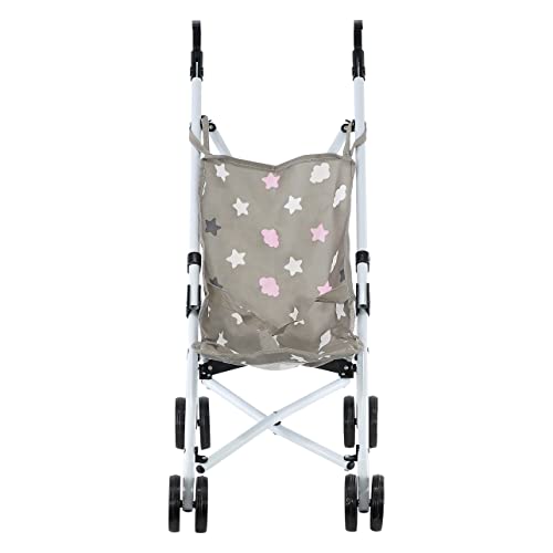 Dolls Foldable Stroller Buggy Jogger Baby Doll Pram Dolls Accessories Toy (Stars)