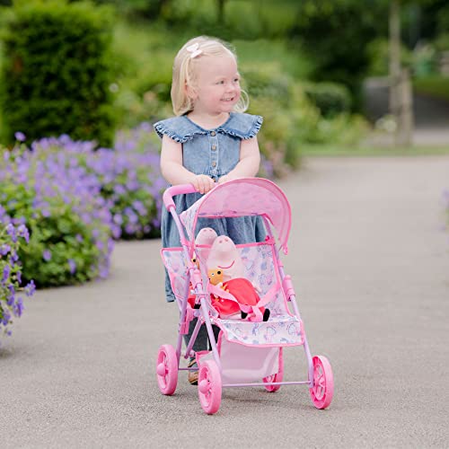 Peppa Pig Twin Stroller | Children's Baby Doll Twin Pram Toy | Pink Peppa Pig Themed Double Pushchair | Easy Umbrella Fold Kids Stroller | Suitable For Both Girls And Boys Aged 2 And Over
