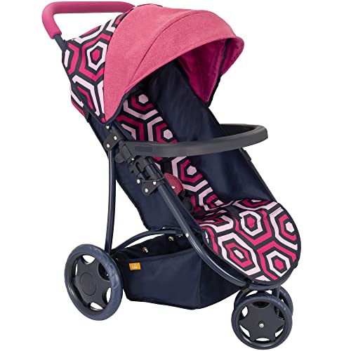 Joie Junior Litetrax 3 Wheeled Pushchair | Buggy In Geometric Pink And Navy | Baby Doll Pushchair | Childrens Baby Doll Collapsible Stroller Toy | Role Play Toy Dolls Folding Buggy Pushchair | Ages 3+